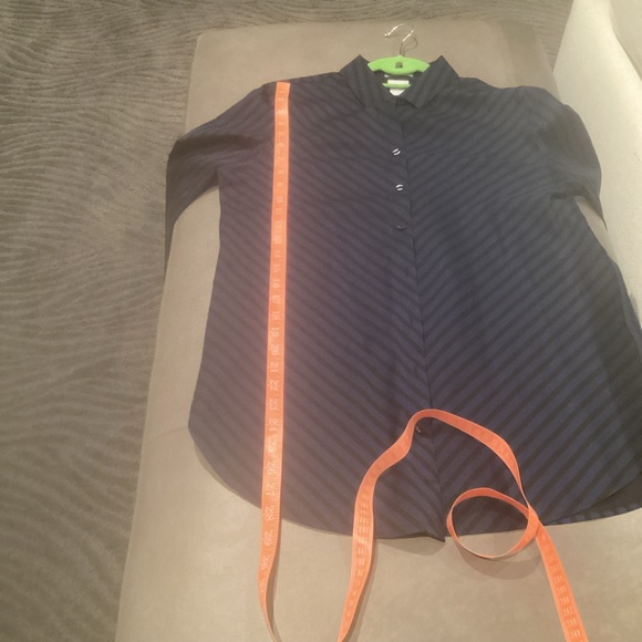 CHICO's Shirt No Iron Royal Blue & Black Button Front Long Sleeve EUC Sz 1= M(8) - Picture 10 of 10